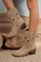 Pointed Toe Western Star Block Heel Boots