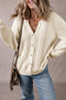 Pointelle Cable Knit Button Front Long Sleeve Cardigan