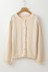 Pointelle Cable Knit Button Front Long Sleeve Cardigan
