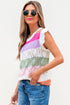 Pointelle Knit Flutter Sleeve Mixed Media Top