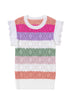 Pointelle Knit Flutter Sleeve Mixed Media Top
