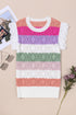 Pointelle Knit Flutter Sleeve Mixed Media Top