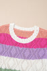 Pointelle Knit Flutter Sleeve Mixed Media Top