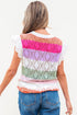 Pointelle Knit Flutter Sleeve Mixed Media Top