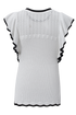 Pointelle Knit Flutter Sleeve Textured Crew Neck Top