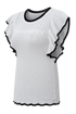 Pointelle Knit Flutter Sleeve Textured Crew Neck Top