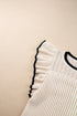 Pointelle Knit Flutter Sleeve Textured Crew Neck Top
