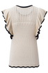 Pointelle Knit Flutter Sleeve Textured Crew Neck Top