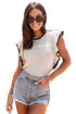 Pointelle Knit Flutter Sleeve Textured Crew Neck Top