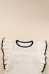 Pointelle Knit Flutter Sleeve Textured Crew Neck Top
