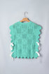 Pointelle Knit Patterned Scalloped Trim Short Sleeve Sweater