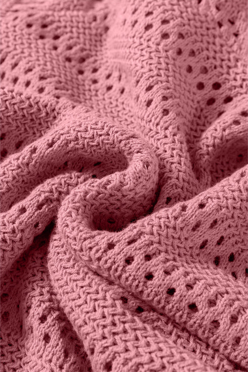 Pointelle Knit Raglan Sleeve Hooded Sweater