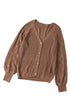 Pointelle Sleeve Ribbed V Neck Button Front Cardigan