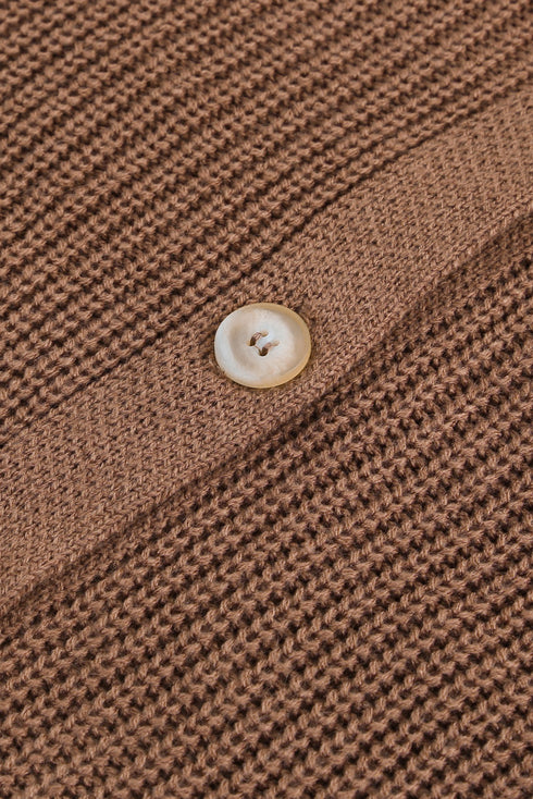 Pointelle Sleeve Ribbed V Neck Button Front Cardigan