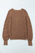 Pointelle Sleeve Ribbed V Neck Button Front Cardigan
