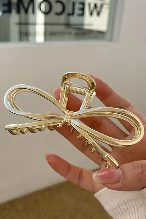 Polished Alloy Bow Knot Hair Claw Clip