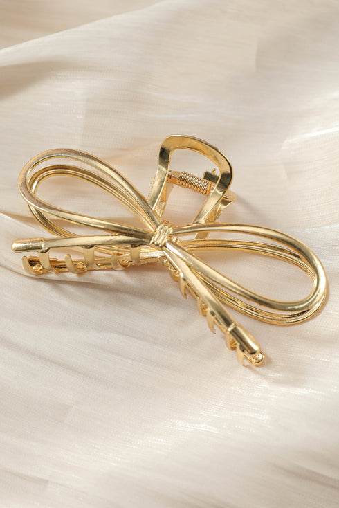 Polished Alloy Bow Knot Hair Claw Clip