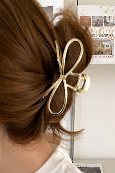 Polished Alloy Bow Knot Hair Claw Clip
