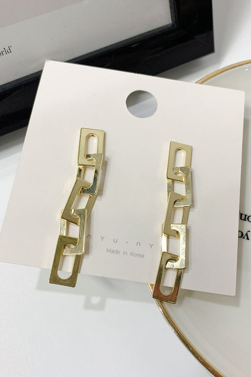 Polished High Shine Alloy Chain Link Dangle Earrings