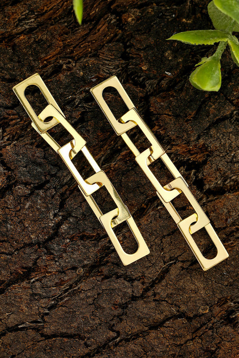 Polished High Shine Alloy Chain Link Dangle Earrings