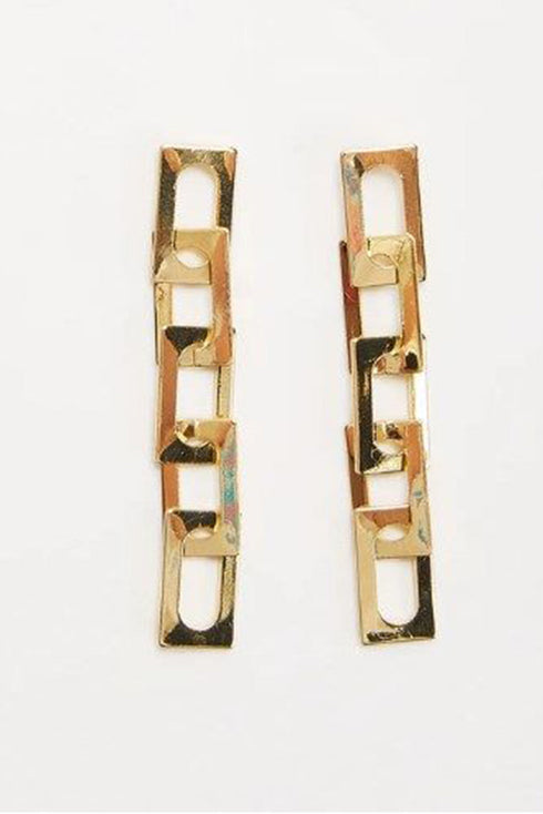Polished High Shine Alloy Chain Link Dangle Earrings