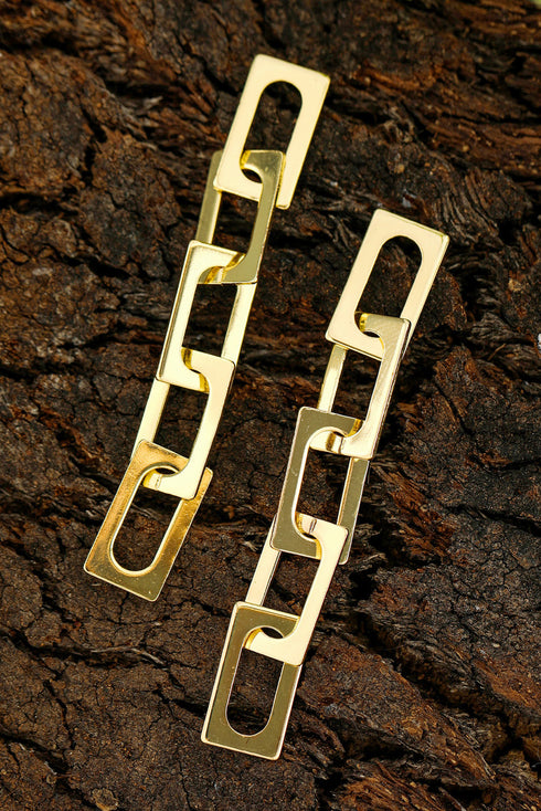 Polished High Shine Alloy Chain Link Dangle Earrings