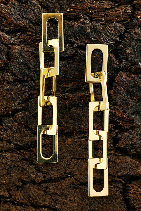 Polished High Shine Alloy Chain Link Dangle Earrings
