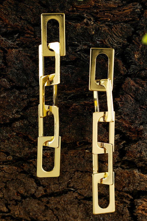 Polished High Shine Alloy Chain Link Dangle Earrings