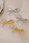 Polished Metal Bow Knot Pearl Accent Hair Clip