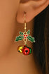 Polished Metal Jingle Bell Motif Dangle Earrings