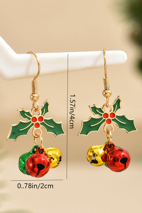 Polished Metal Jingle Bell Motif Dangle Earrings