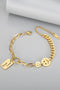 Polished Metal Smile Face Charm Adjustable Chain Bracelet