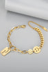 Polished Metal Smile Face Charm Adjustable Chain Bracelet