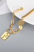 Polished Metal Smile Face Charm Adjustable Chain Bracelet