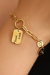 Polished Metal Smile Face Charm Adjustable Chain Bracelet