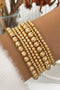 Polished Plated Bead And Chain Layered Bracelet Set