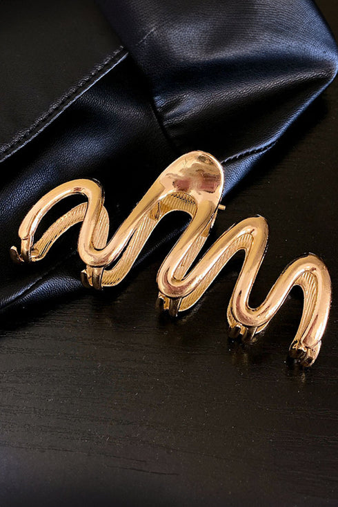 Polished Zinc Alloy Sculptural Wave Hair Clip