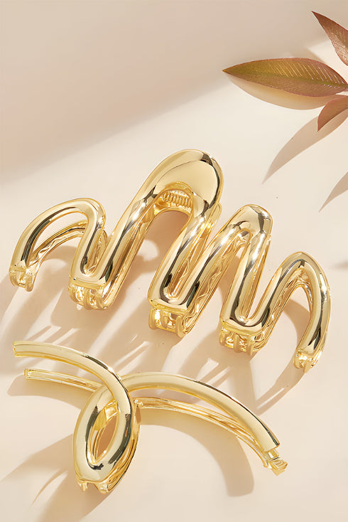 Polished Zinc Alloy Sculptural Wave Hair Clip