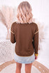 Polka Dot Border Trim Shift Long Sleeve Pullover Top