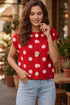 Polka Dot Button Detail Drop Shoulder Knit Sweater Vest