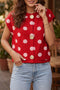 Polka Dot Button Detail Drop Shoulder Knit Sweater Vest