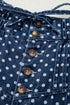 Polka Dot Button Pleated Detail Wide Leg Denim Jeans