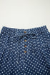 Polka Dot Button Pleated Detail Wide Leg Denim Jeans