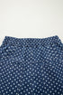 Polka Dot Button Pleated Detail Wide Leg Denim Jeans