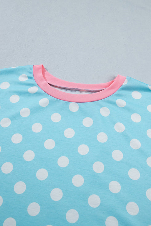 Polka Dot Contrast Trim Active Two Piece Short Set