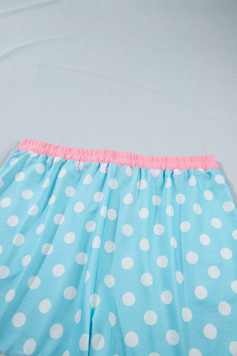 Polka Dot Contrast Trim Active Two Piece Short Set