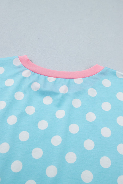 Polka Dot Contrast Trim Active Two Piece Short Set