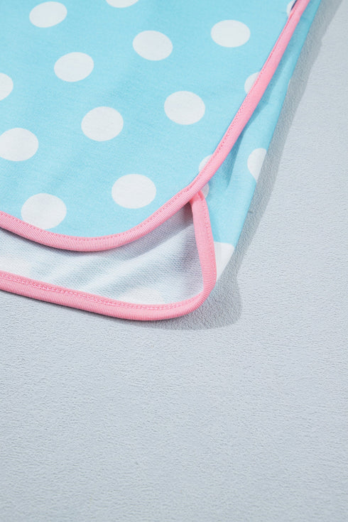 Polka Dot Contrast Trim Active Two Piece Short Set