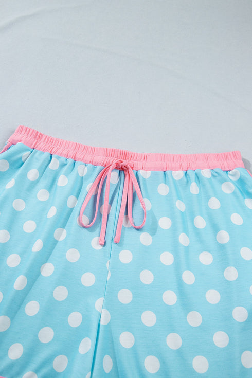 Polka Dot Contrast Trim Active Two Piece Short Set