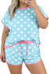 Polka Dot Contrast Trim Active Two Piece Short Set